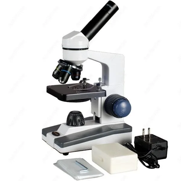 Biological Science Student Microscope--AmScope Supplies 400X Biological Science Student Microscope + Prepared & Blank Slides