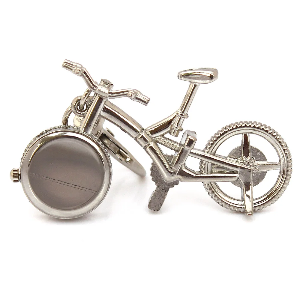 Argento Bronzo Retro Disegno di Tasca Portachiavi Clip di Chiusura del Sacchetto Della Bici Della Bicicletta Orologio Orologio Al Quarzo In Metallo Deco Orologi