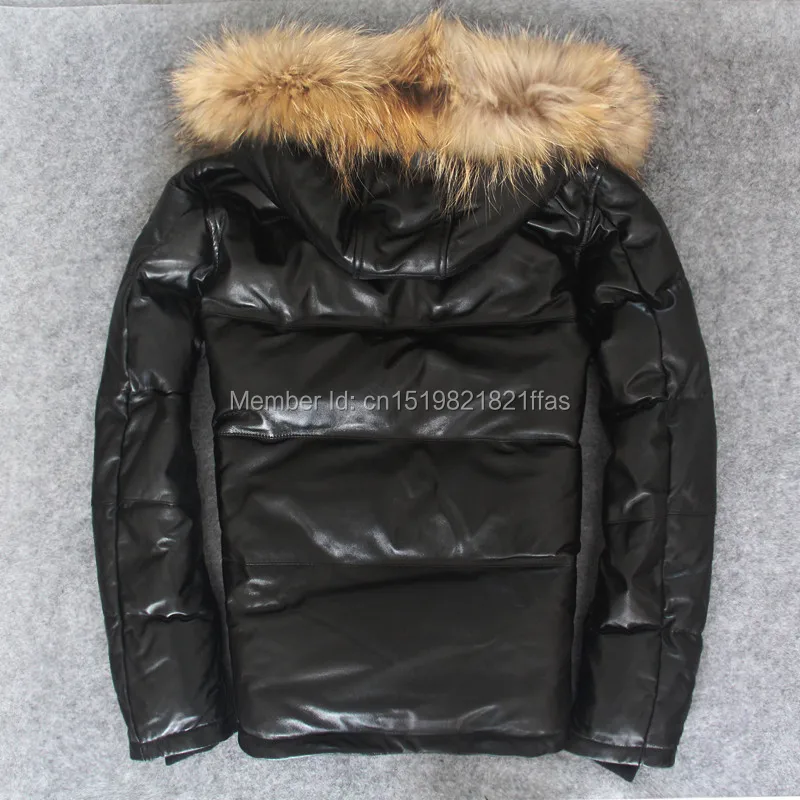 Factory Male sheepskin duck down coat short design stand collar winter thickening slim leather coat genuine leather jacket