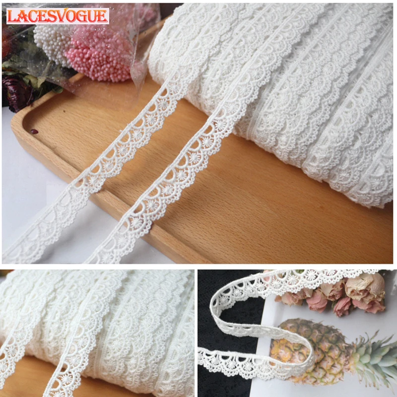 Embroidery Cotton Lace Ribbon, Handmade DIY Material, Needlework Sewing Accessories, Clothing Fabric, 19Yards, 1.5cm, 459