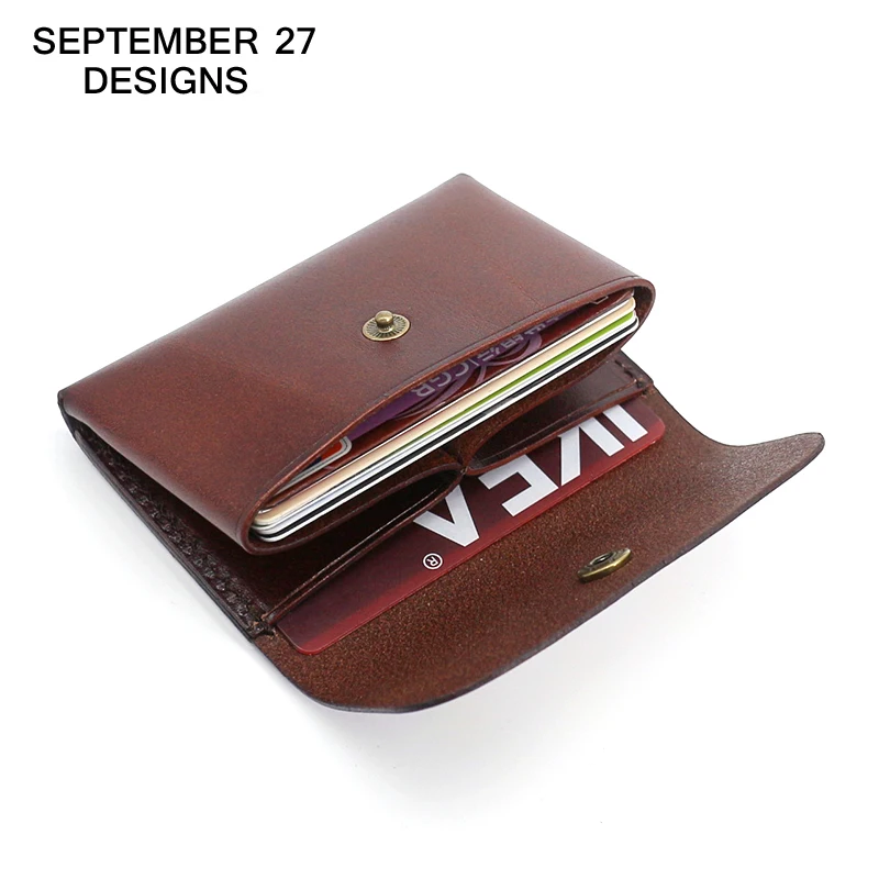 Credit Card Wallets Genuine Leather Luxury Vintage ID Bus Business Card Case Retro Mini Coin Purses Cowhide Small Money Bag