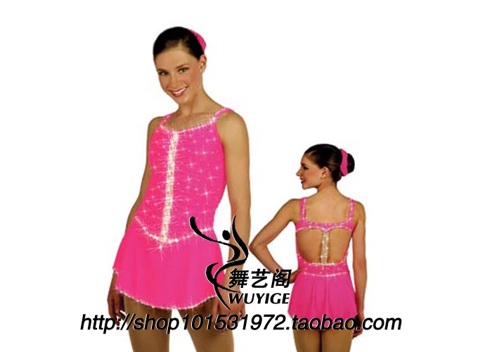 

figure skating suit competition free shipping pink ice skating suits hot sale custom figure suit for girls F33