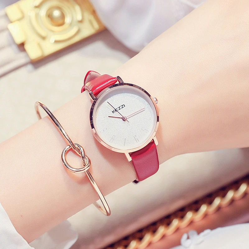 Korean Fashion  ladies dress match Watch Female Watch Simple  Quartz Watch Cool Wind style Female Watch with leather watchband