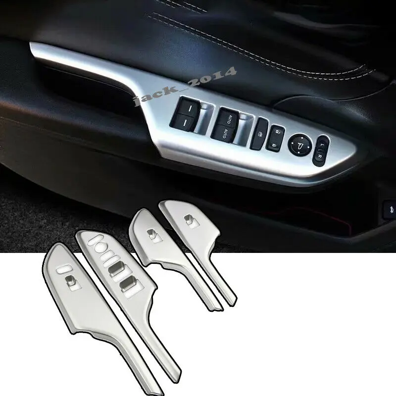 

Silver ABS Chrome Painted Door Window Lock Switch Lift Cover for 2016 2017 2018 2019 Honda Civic 10th