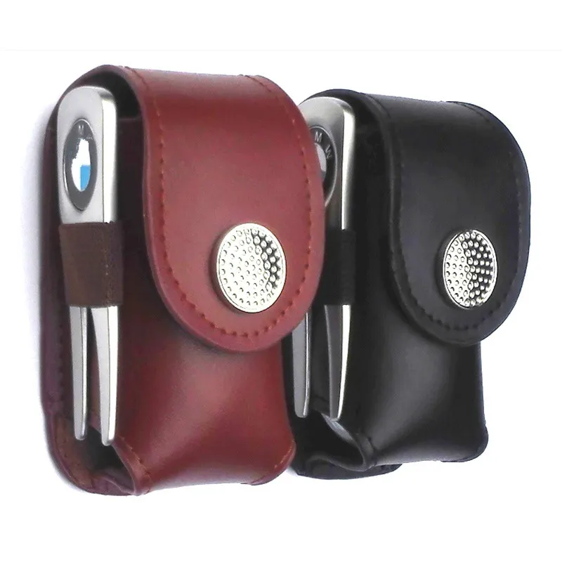 Leather Golf Ball Pouch Mini Golf Waist Bag Hold 2 Balls One Fork 3 Tees Small Golf Ball Bag Golf Accessories