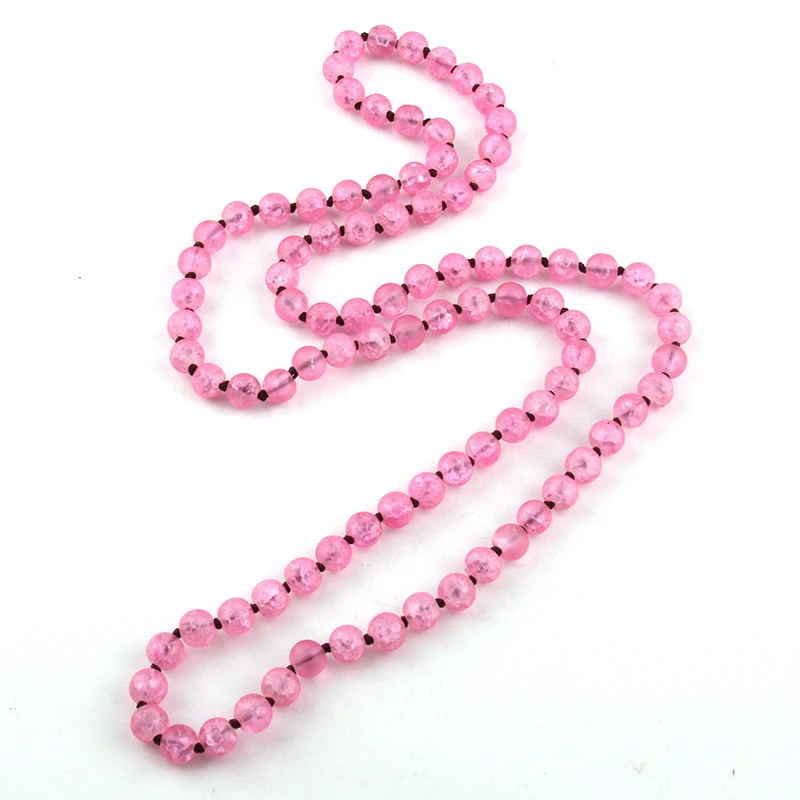 Fashion 90cm Popcorn Glass Long Knotted Necklaces For Women mother\'s day valentine holiday gift