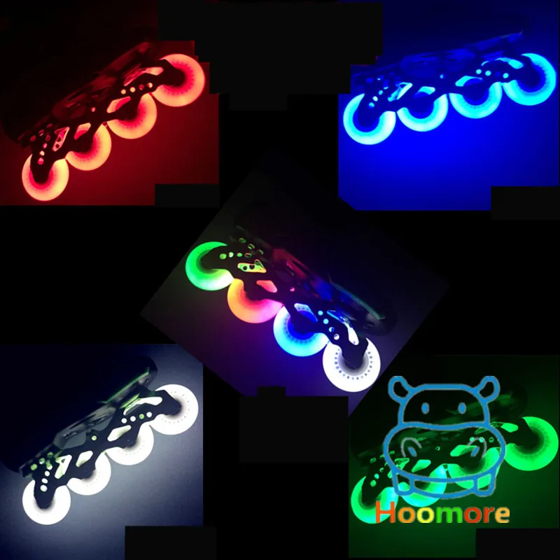 60mm 64mm 68mm 70mm Children Kid Inline Skates Wheel with Blue Pink LED Flash Shine Light, Cool in Darkness and Night