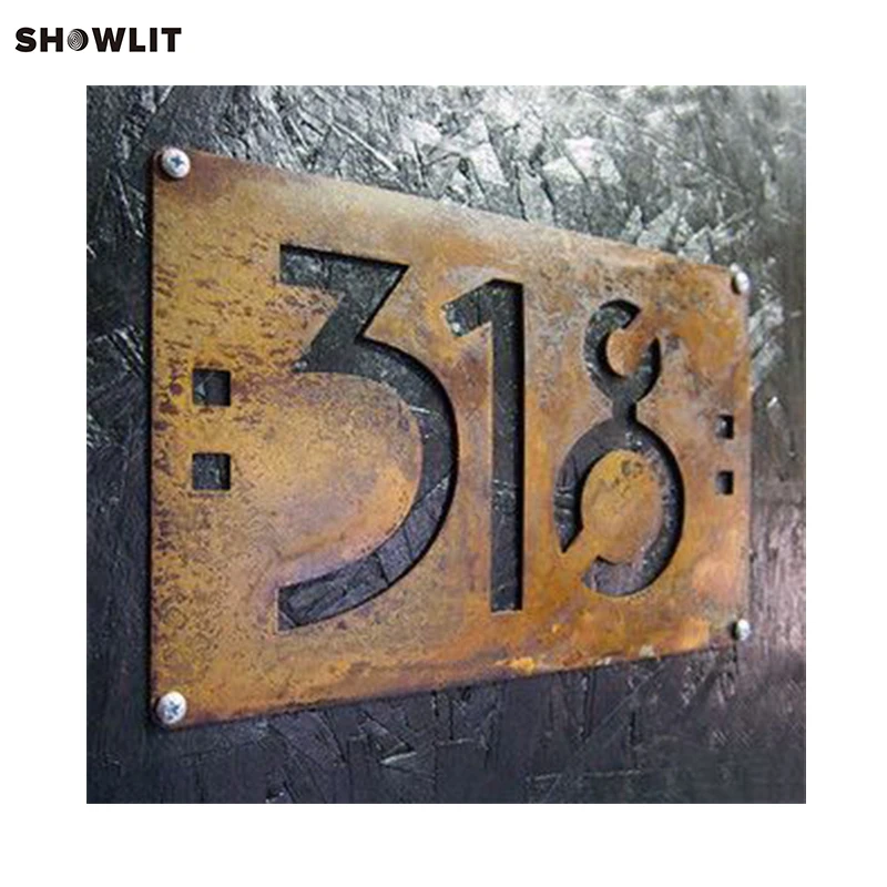 CUSTOM Mission Style House Numbers in Rusted Steel