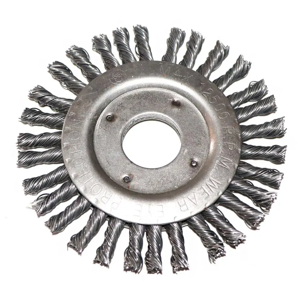 Imagem -05 - Torção de Aço Fio Plano Roda Escova Atada Torção Frisado Fio Roda Escova para Moedor Ângulo 1pc 4inch5