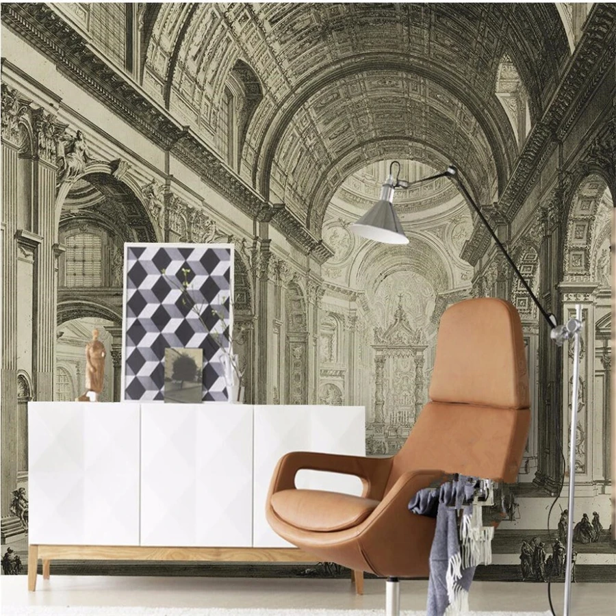 

Custom Photo Wallpaper 3d European Retro Fashion Classical Architecture Church Castle Background Wall building in the city Mural