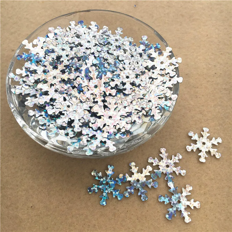 400PCS 19mm Snowflake Sequins Paillette Sewing Christmas Sequin Embellishment Findings wedding Decoration Clothes Accessories