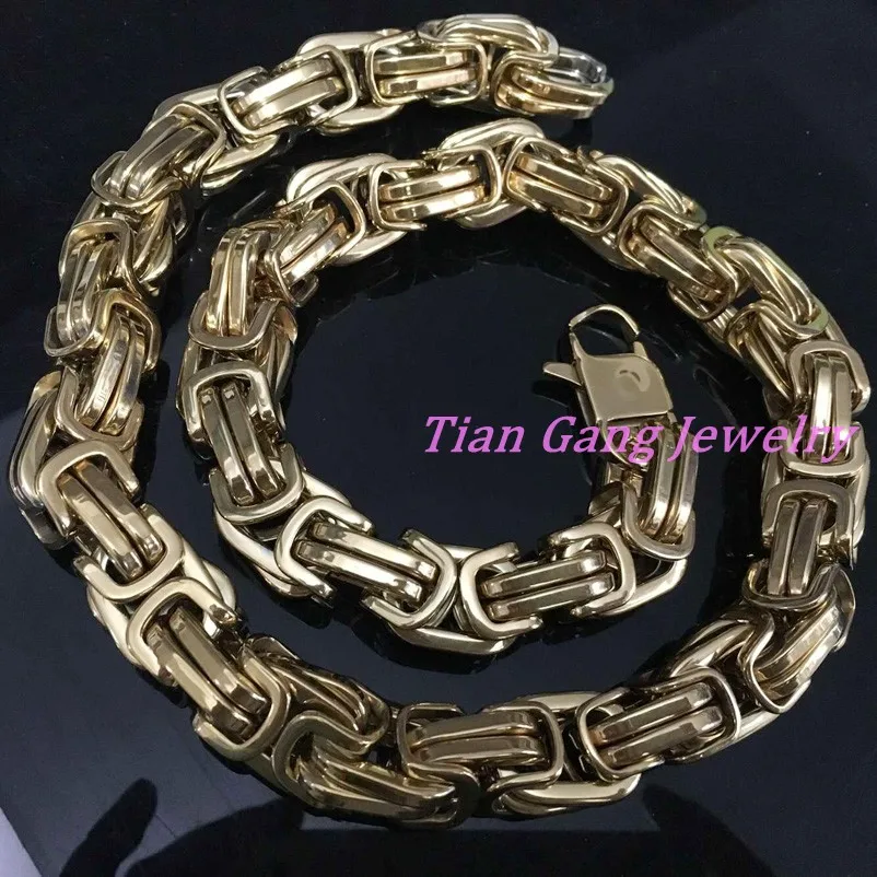 

CUSTOMIZE SIZE 12MM/15MM Heavy Duty Byzantine Chain Men's Necklaces High Quality Stainless Steel Jewelry