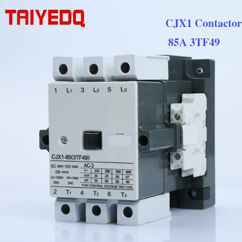 CJX1-85A AC contactor CJX1-85/22 3TF49  Electrical Magnetic contactor 3Pole contactors 24V 220V 380V  2NO 2NC