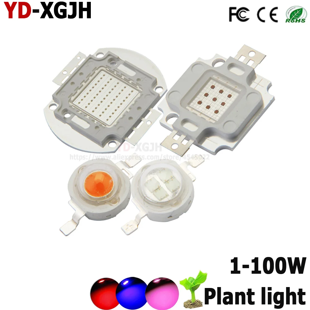 

High Power LED Chip 3W 5W 10W 20W 30W 50W 100W Full Spectrum 380-840nm Royal Blue Deep Red 440Nnm for DIY Light Plant Grow