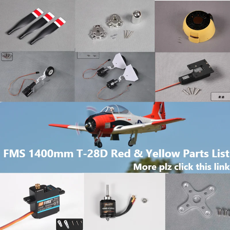 FMS 1400mm 1.4m T28 T-28D Trojan V4 Parts Propeller Spinner Motor Shaft Board Mount Landing Gear Retract etc RC Airplane Plane