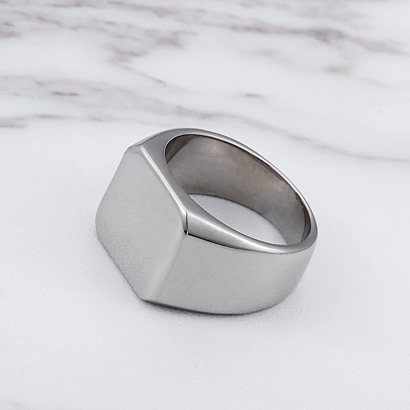 High Quality Square Ring For Men Smooth Stainless Steel Fashion Party Finger Jewelry Gift