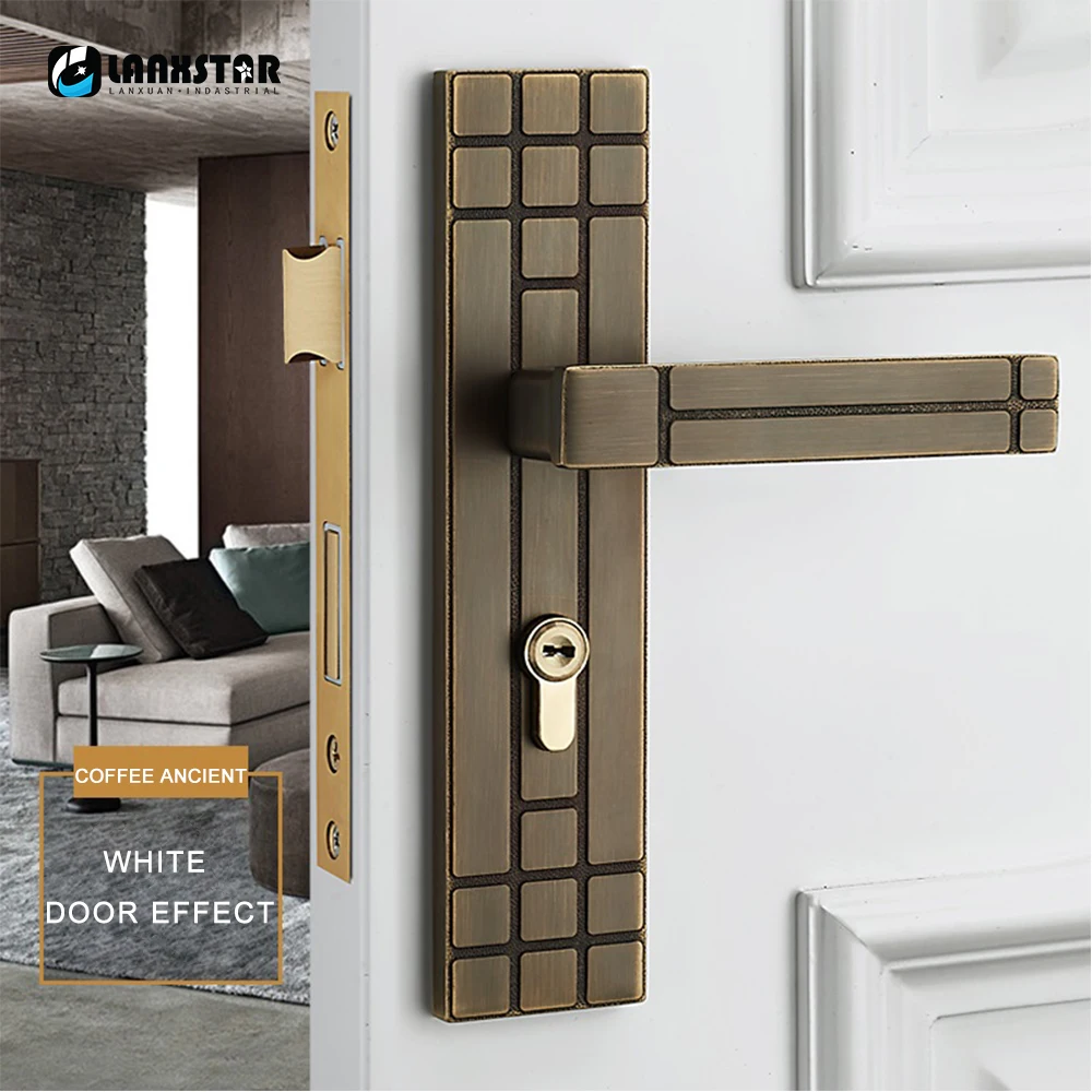 LANXSTAR Copper Mute New High-End Jane European Style Door Lock Copper Bedroom Bathroom Solid Wood Handle Handle Lock Fashion