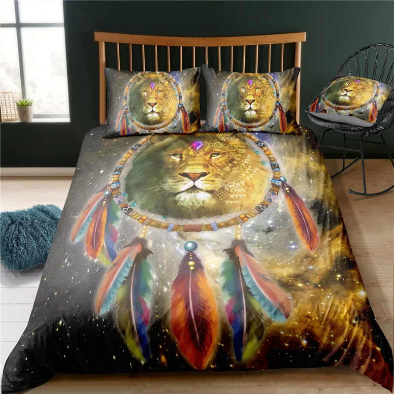 Dreamcatcher animal print bedding set bohemian duvet cover set wolf bed set King Queen Full Single Bedclothes best gift direct