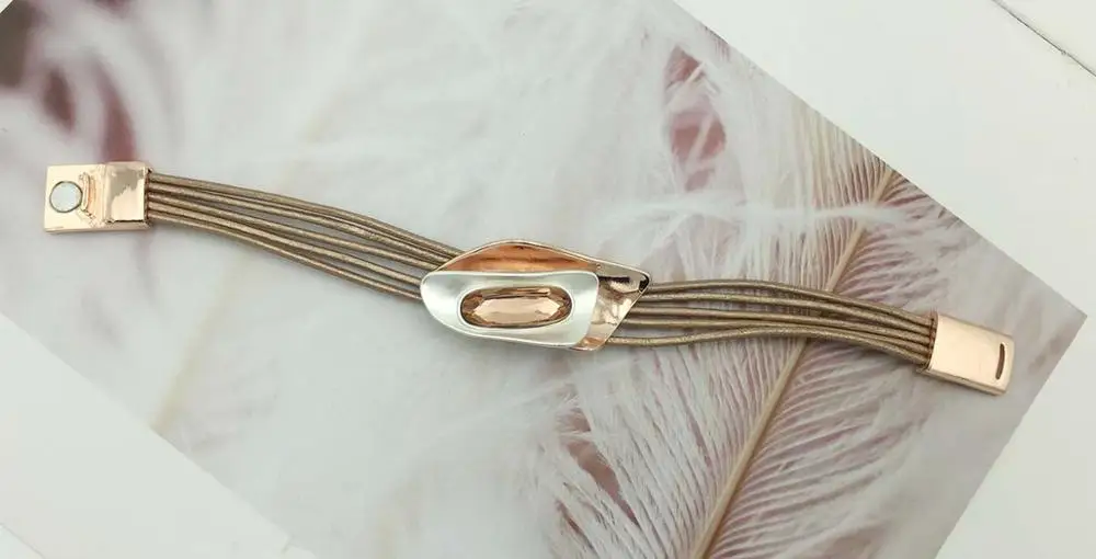 Bohemian Unique Design Crystal Bracelets & Bangles For Women Fashion Alloy Magnetic Tube Bar Clasp bracelet 3 Colors