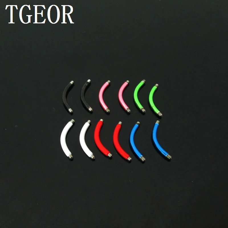 Hot wholesale body jewelry parts 60pcs 1.2*8mm mixed 6 colors stainless steel piercing eyebrow shaft free shipping