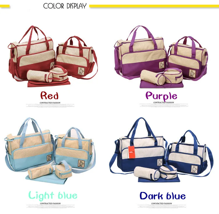 7 Colors 5PCS/Set High Quality HOT Tote Baby Shoulder Diaper Bags Durable Nappy Bag Mummy Mother Baby Bag Baby Care Accessories