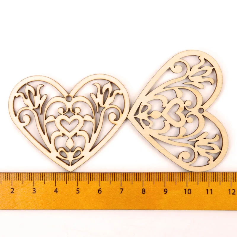 Lovely Heart Pattern Wooden Scrapbooking Collection Craft Handmade DIY Accessory Home Decoration 48-56mm 10pcs