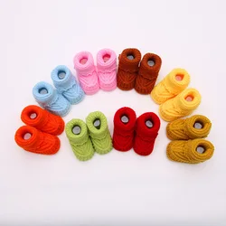 Newborn Baby Toddler Shoes 0-1 Year Old Baby Shoes Handmade Knitted Wool Shoe Hair Socks Embroidery Cartoon Bbaby First Walkers