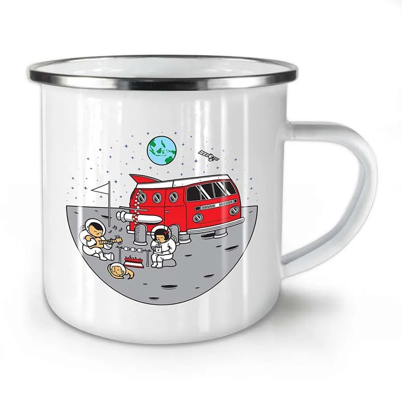 

Cosmos Camp Enamel Mug, Funny Space Cup - Strong, Easy-Grip Handle, Two Side Print, Ideal for Camping & Outdoors