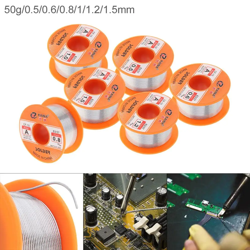 63/37 50g 0.5mm-1.5mm No-clean Rosin Core Solder Tin Wire Reel with 2% Flux and Low Melting Point for Electric Soldering Iron