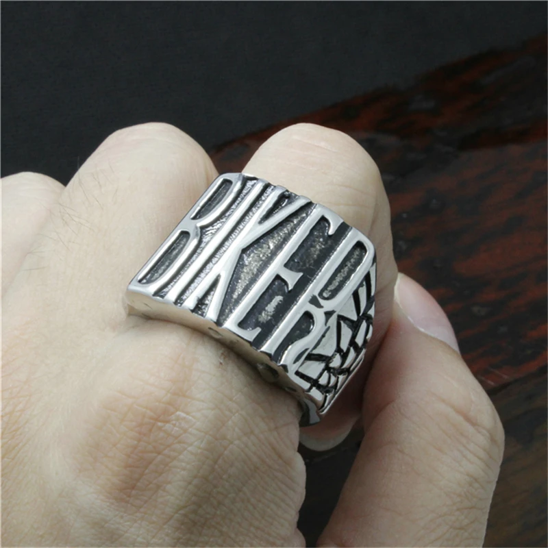 316L Stainless Steel BIKER Ring Mens Motorcycle Biker Band Party Mens Ring