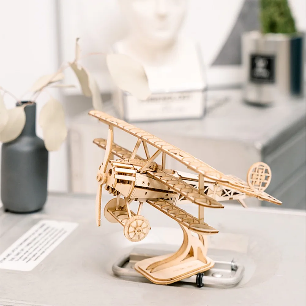 Robotime DIY 3D Wooden Puzzle Toys Assembly Model Toys Plane Merry Go Round Ferris Wheel Toys for Children image 3
