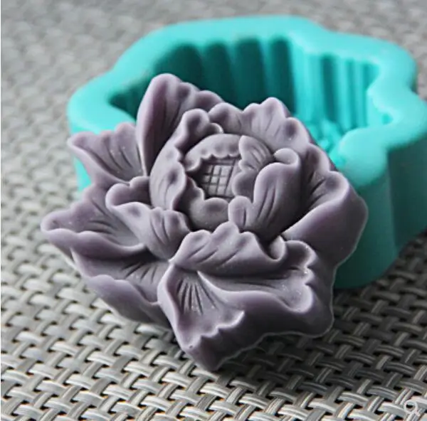 Silica gel soap molds silicone flowers carved aroma stone mould Flower peony Silicone Soap mold DIY Handmade soaps making moulds