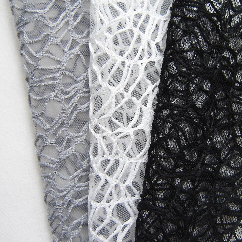 Halloween Spider Web Clothes, Black Mesh Fabric, White Transparent Lattice Lace Fabric, Inelastic Wedding Dress, Apparel Cloth