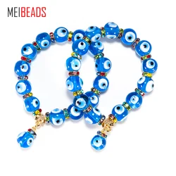 Meibeads Trendy Turkish Evil Eye Charm Blue Beads Bracelets Lucky Eye Match Bracelet For Women Handmade Glass Bracelet Jewelry