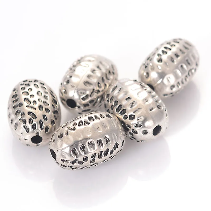 Miasol 50 Pcs 11x15MM Fluted Corrugated Acrylic Antique Plated Spacer Stripe Oval Charm Beads For Diy Jewelry Making