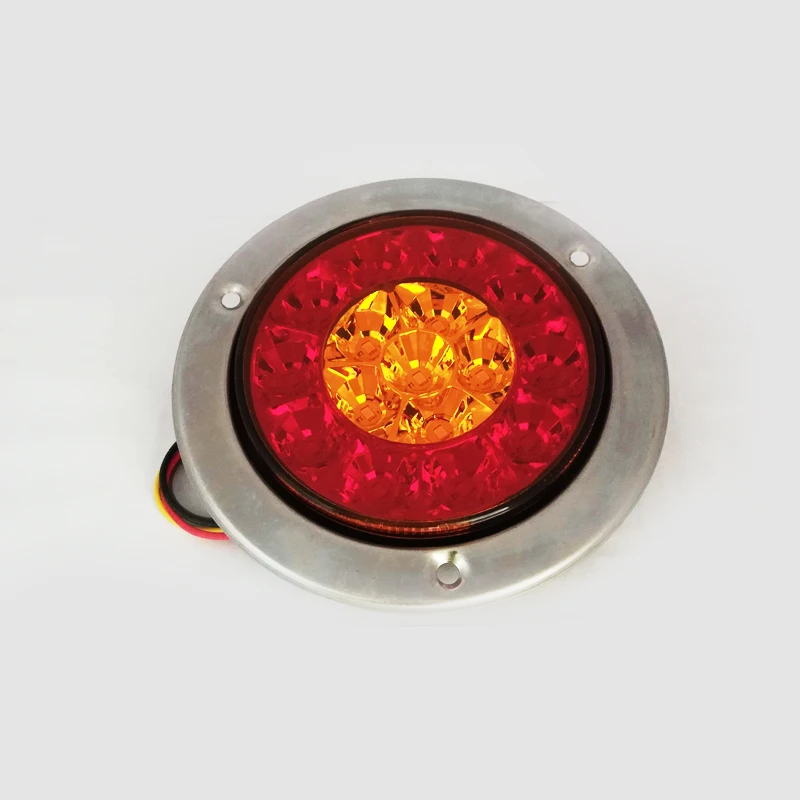 2pcs 16-LED Red and Yellow Round Clear Tail Lights Back-up Reverse Lamps Turn signal light For Truck Trailer RV