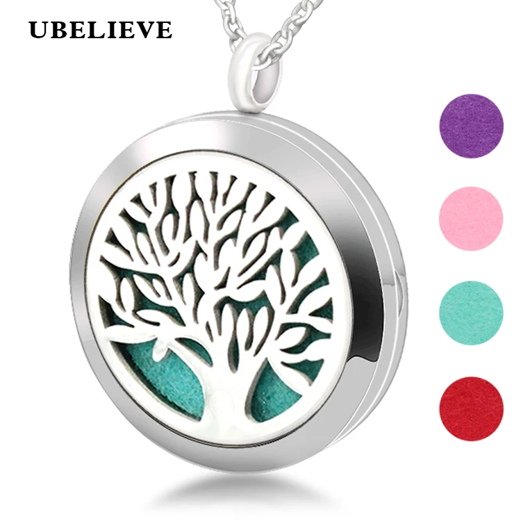 Hot Tree of Life  Aromatherapy Essential Oil Locket Necklace Pendant Hollow Magnetic Perfume Locket Diffuser Locket For Women