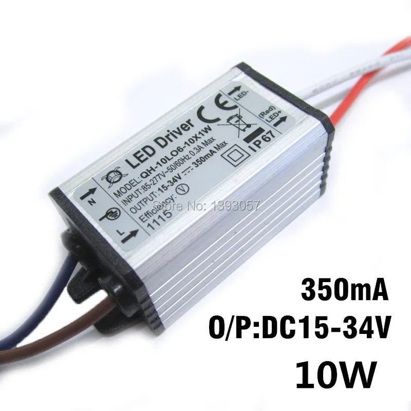 1pcs 10W High Power LED Waterproof Driver IP67 350mA DC15-34V Constant Current Aluminum LED Power Supply