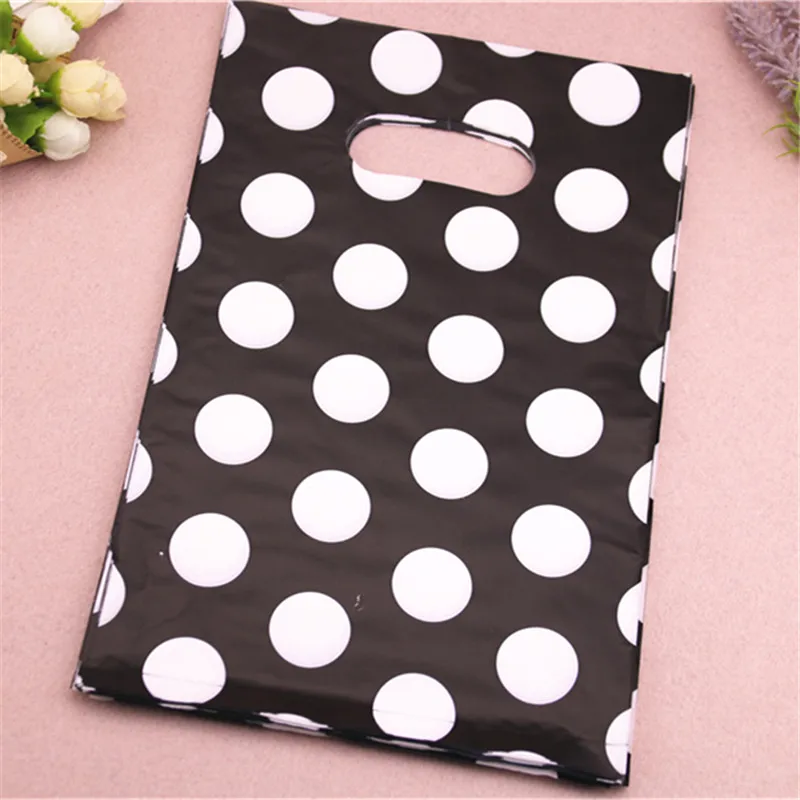 New Design Wholesale 100pcs/lot 20*30cm Luxury Plastic Shopping Bags With Dot Present Gift Packaging For New Year