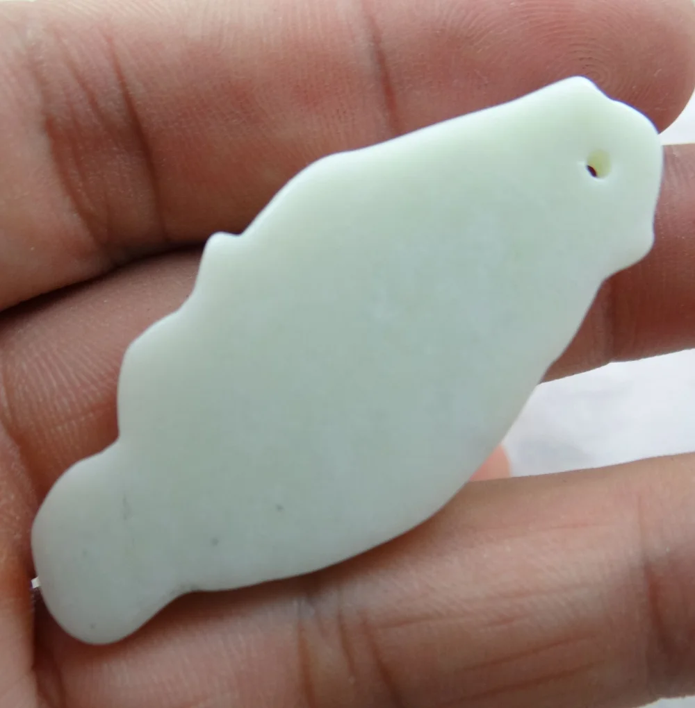 52*24Wholesale natural Chinese Liantian stone hand-carved statue of fish amulet pendant necklace Jewelry Making