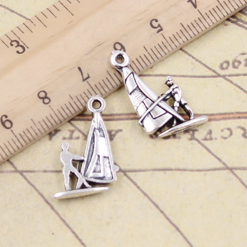 20pcs Charms Windsurfing Windsurfer 22x14mm Tibetan Silver Color Pendants Antique Jewelry Making DIY Handmade Craft