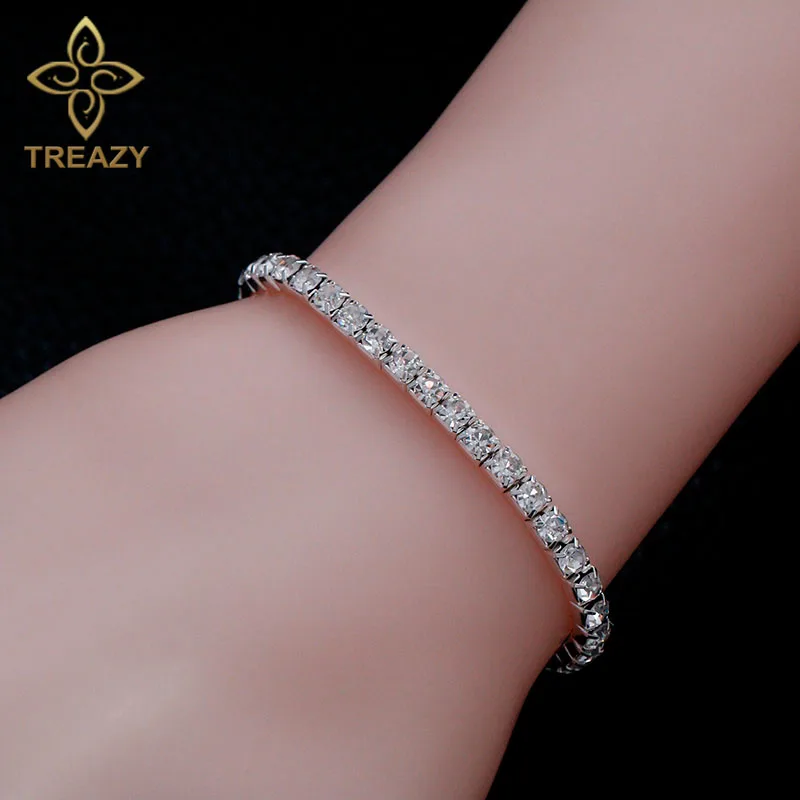 TREAZY Circle Crystal Bridesmaid Bridal Jewelry Sets Silver Color Rhinestone Wedding Necklace Earrings Bracelet Sets for Women