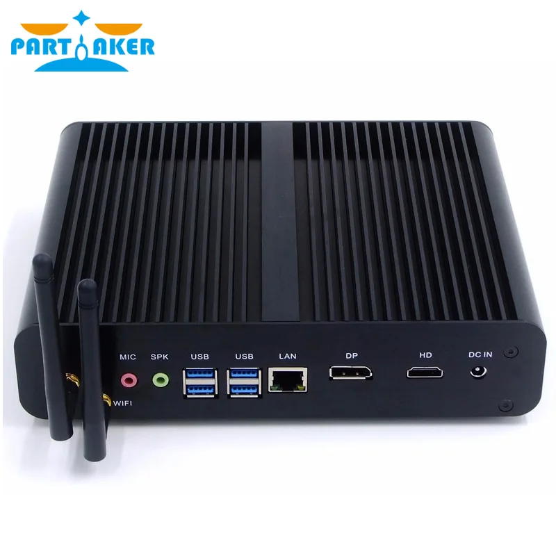 Partaker Lüfterloser Mini-PC Intel Core i7 10710U 10510U Desktop-PC Windows 10 2*DDR4 M.2 NVMe+Msata+2,5''SATA HTPC Nettop HDMI DP