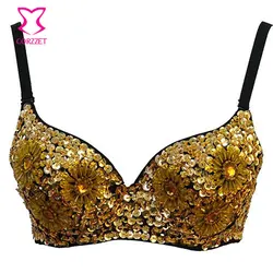 Burlesque Women Beads and Sequins Corsage Studded Bras ClubWear Bralette Sostenes Mujer Push Up Bra Underwear Brassiere