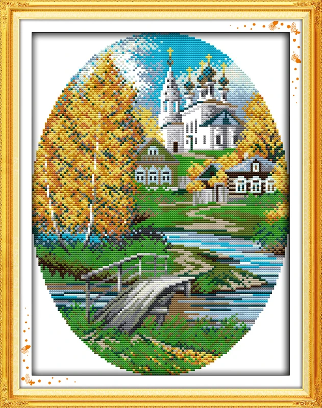 Four seasons in coast  cross stitch kit 18ct 14ct count canvas stitching embroidery DIY handmade needlework plus