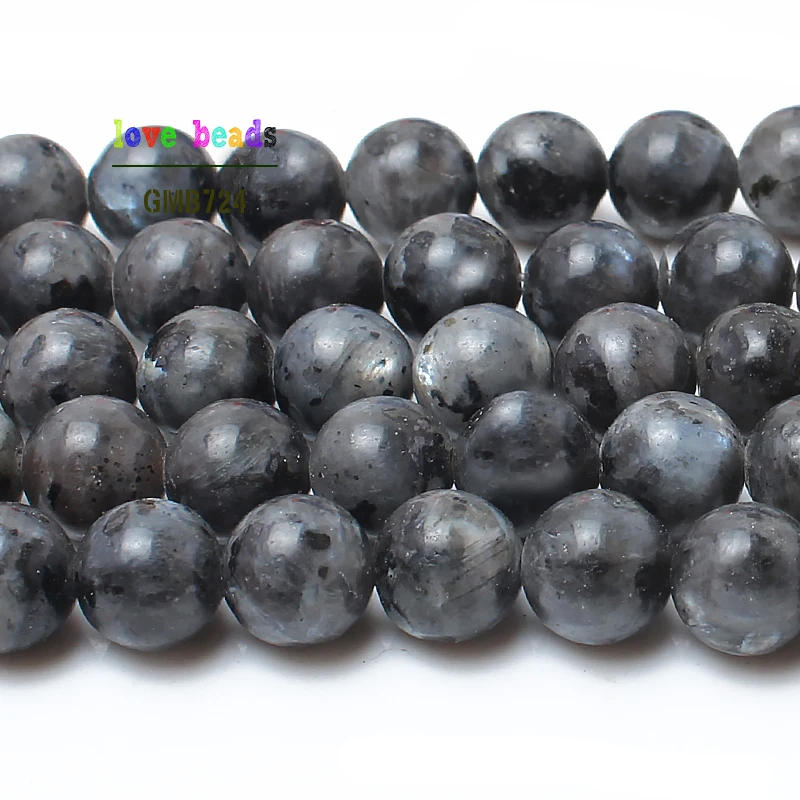 Natural Stone Beads Labradorite Larvikite Round Loose Beads For Jewelry Making 15.5inch/strand Pick Size 4 6 8 10 12 14mm