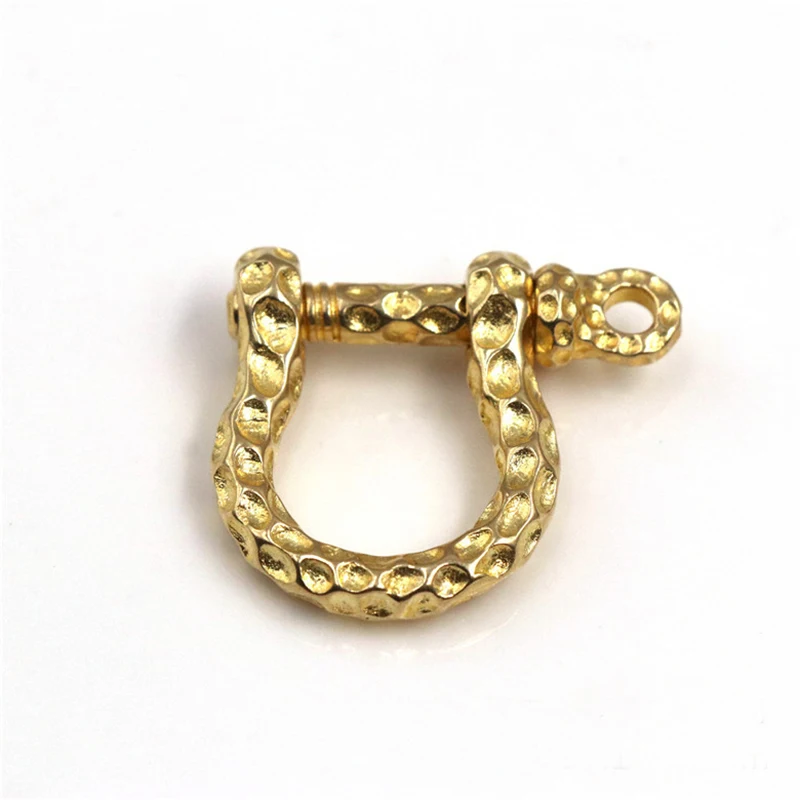 Solid brass D bow shackle key chain ring Fob clip connecting hook Leather craft DIY accessories