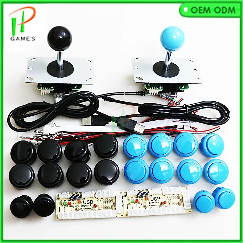 Zero Delay USB to PC Encoder 2 pcs Sanwa type Joystick + 18 pcs 30mm Push Button + 4 pcs 24 mm Button for DIY jamma arcade kit