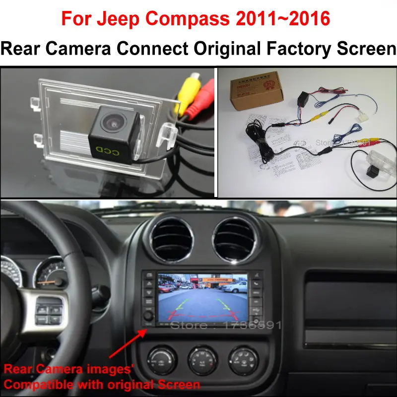 

FOR Jeep Compass 2011~2016 Car Rearview Camera Backup Reverse Parking Camera Connect Original Screen RCA Adapter Connector