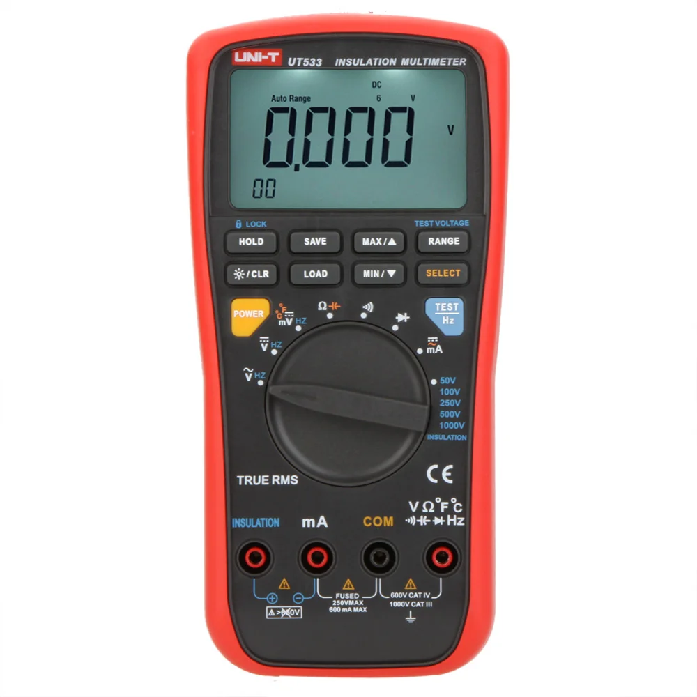 UNI-T UT533 true RMS insulation resistance multimeter; 1000V megohmmeter/resistance/capacitance/frequency/temperature test